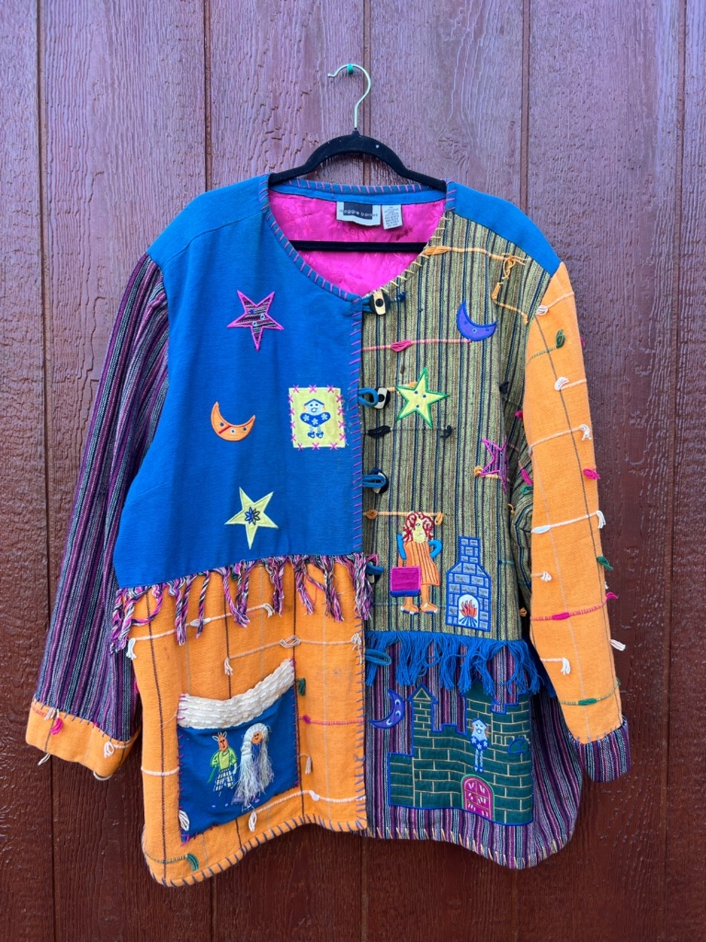 Maggie Barnes 4X Patchwork Jacket Whimsical Art Coat Boho Cottagecore Statement - Picture 2 of 8